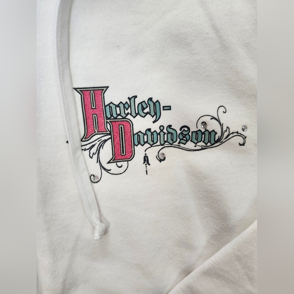 Harley-Davidson White Hoodie with Graphic Design - Picture 4 of 6